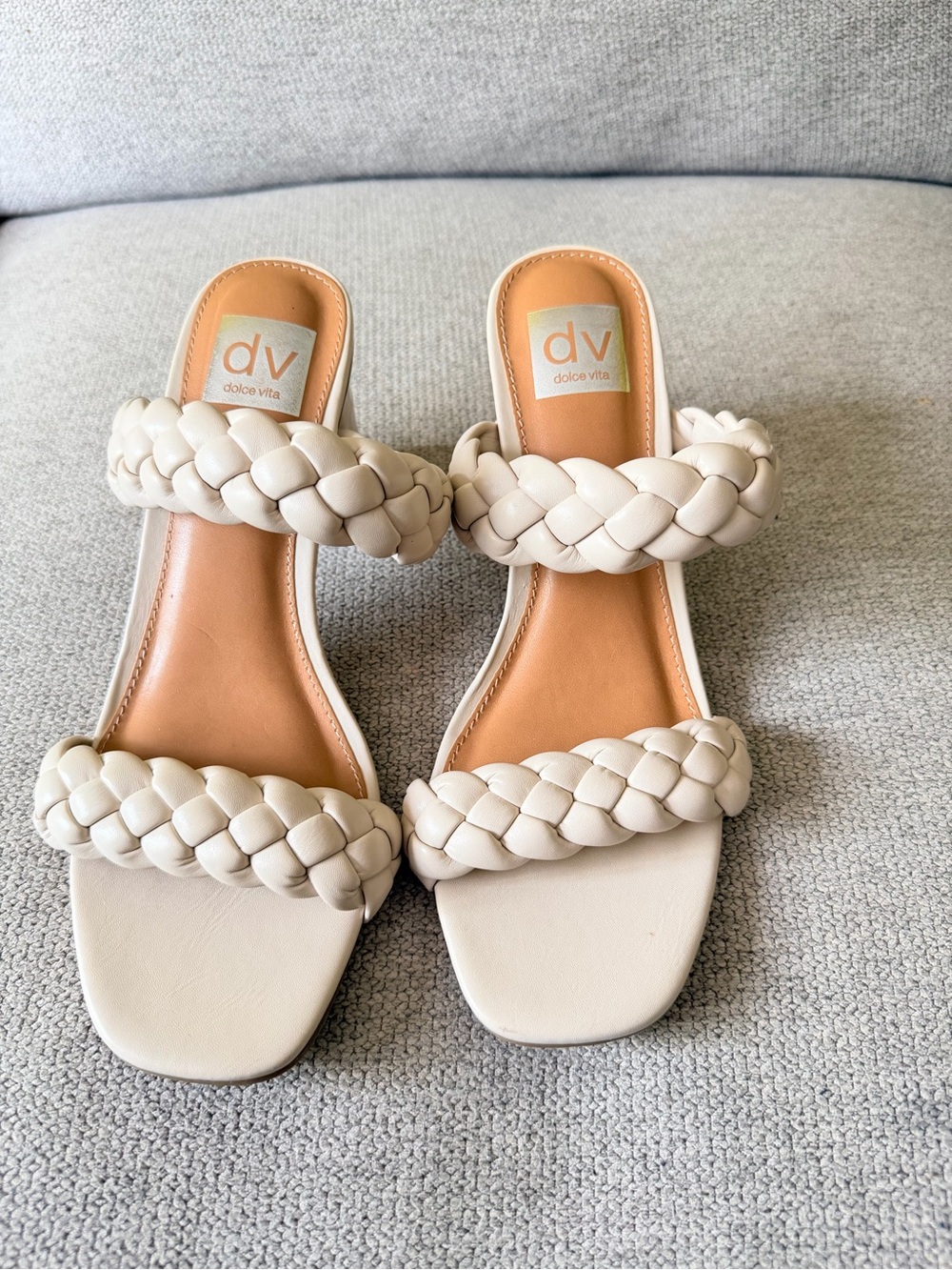 dolce vita Cream Braided Slide Sandals